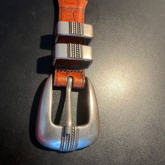 New Jos A Banks Brown Crocodile Embossed Leather Belt - Size 40 - Picture 2 of 7